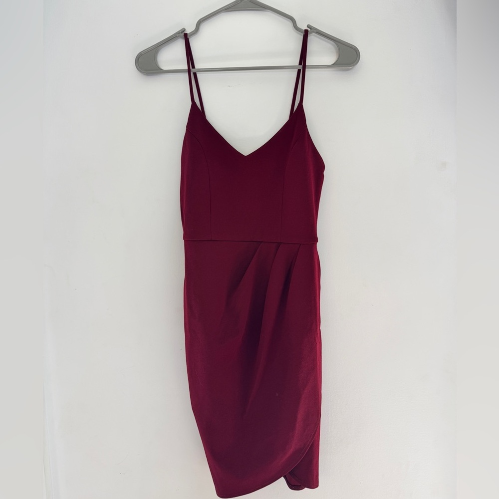 Lulu's Wine Red Spaghetti Strap Mini Dress
